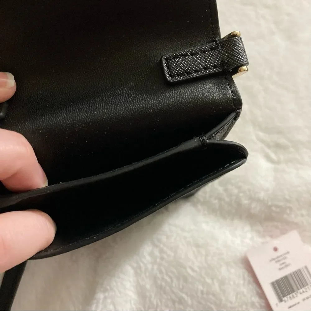 NWT Kate Spade Joeley North South Crossbody Black Glitter Mini Phone
